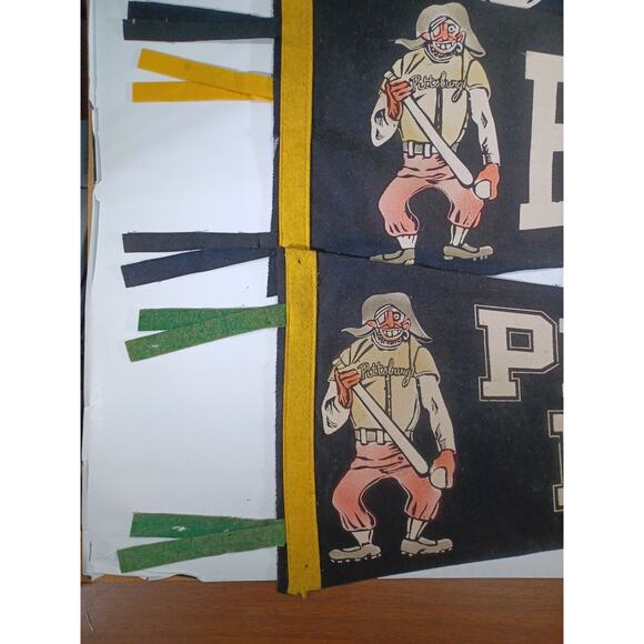 Vintage 1940s MLB Pittsburgh Pirates Baseball Pennant Collection Of 3 Rare Old - Picture 2 of 16